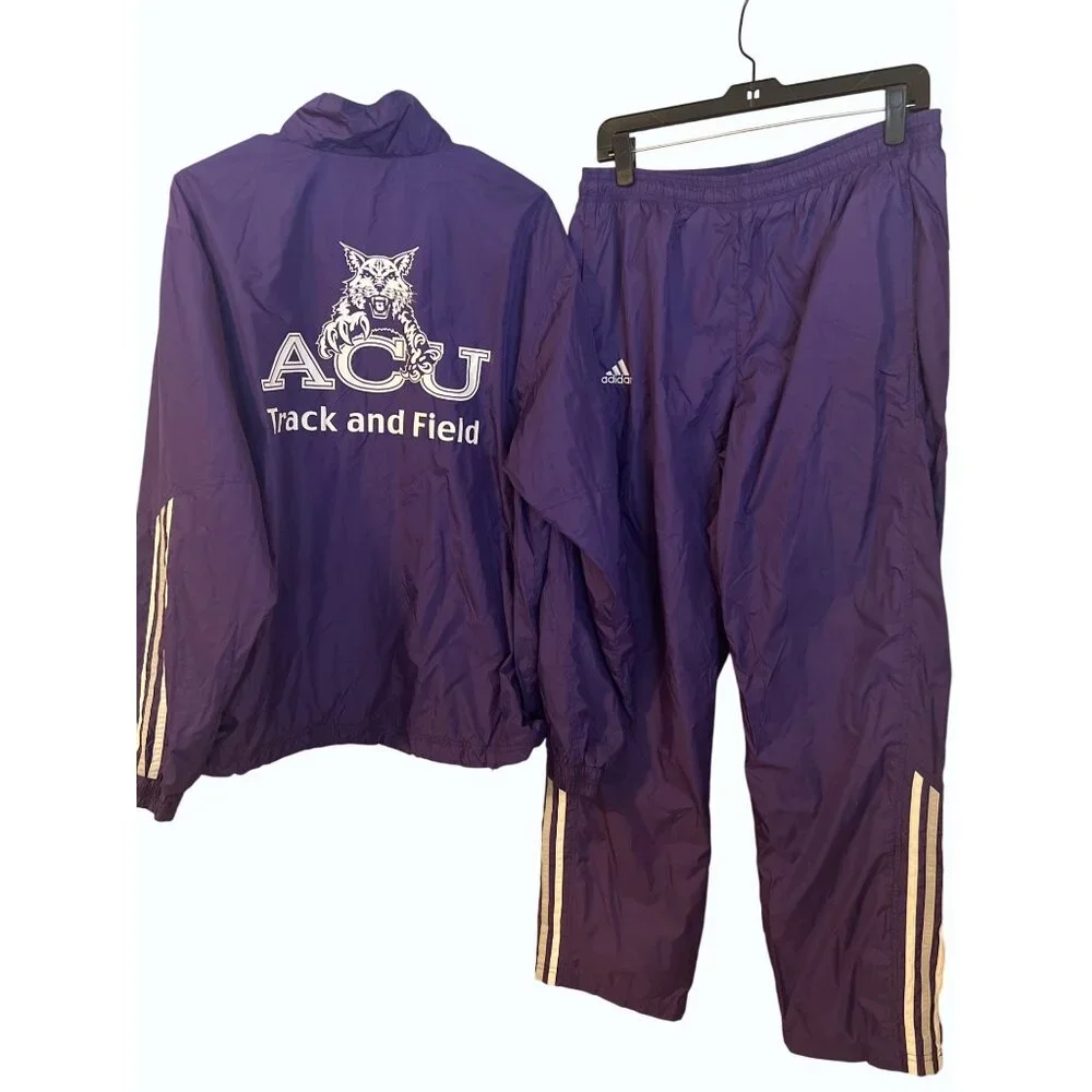 Vintage Adidas ACU Track & Field Purple Warm-Up‎ Suit Medium Jacket & Pants